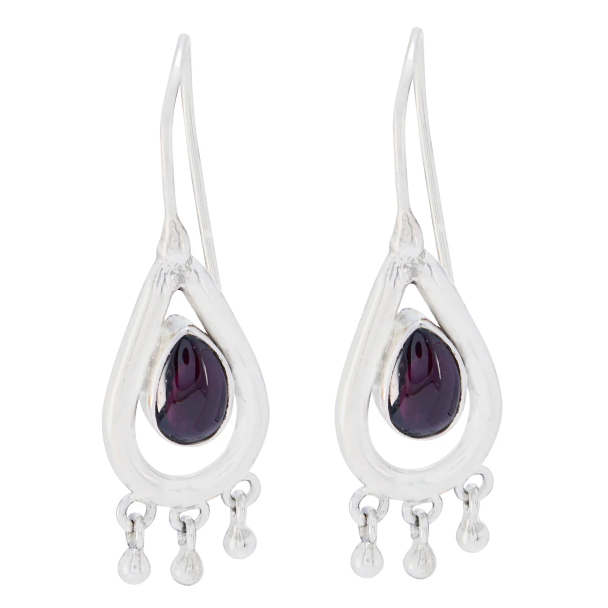 Garnet Egyptian Amelia Solitaire Dangle Red 925 Sterling Silver Earring