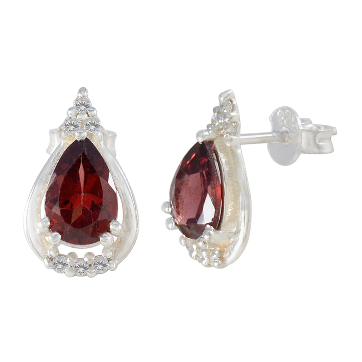 Garnet Egyptian Isla multiple Stud Red Sterling Silver Earring - Image 2