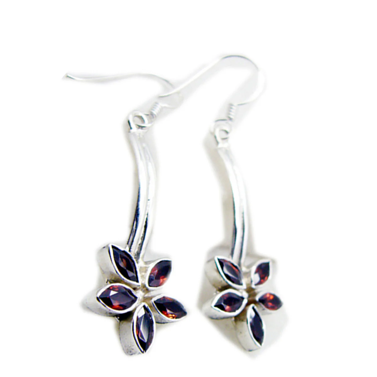 Garnet Egyptian Tereza multiple Dangle Red 925 Sterling Silver Earring