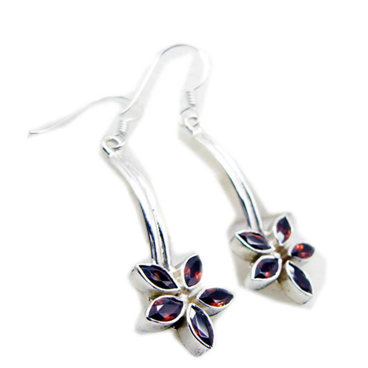 Garnet Egyptian Tereza multiple Dangle Red 925 Sterling Silver Earring - Image 3