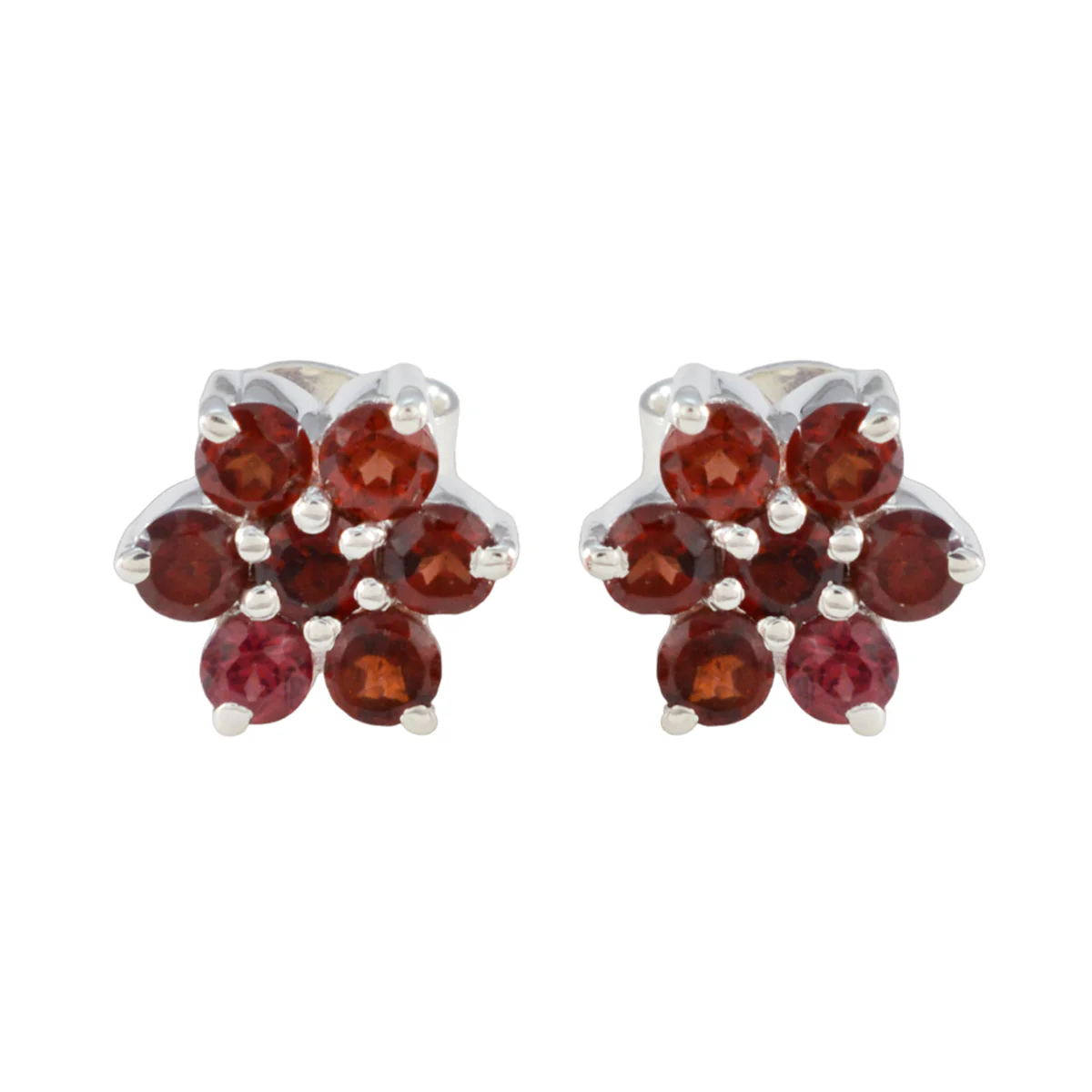 Garnet Egyptian Valentina multiple Stud Red 925 Sterling Silver Earring