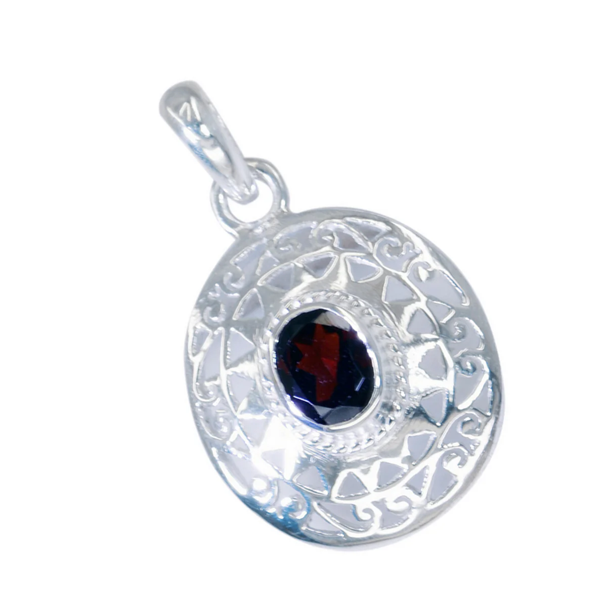 Garnet Featherlight French Silver Solitaire Mia antique Red Pendant Jewelry - Image 2