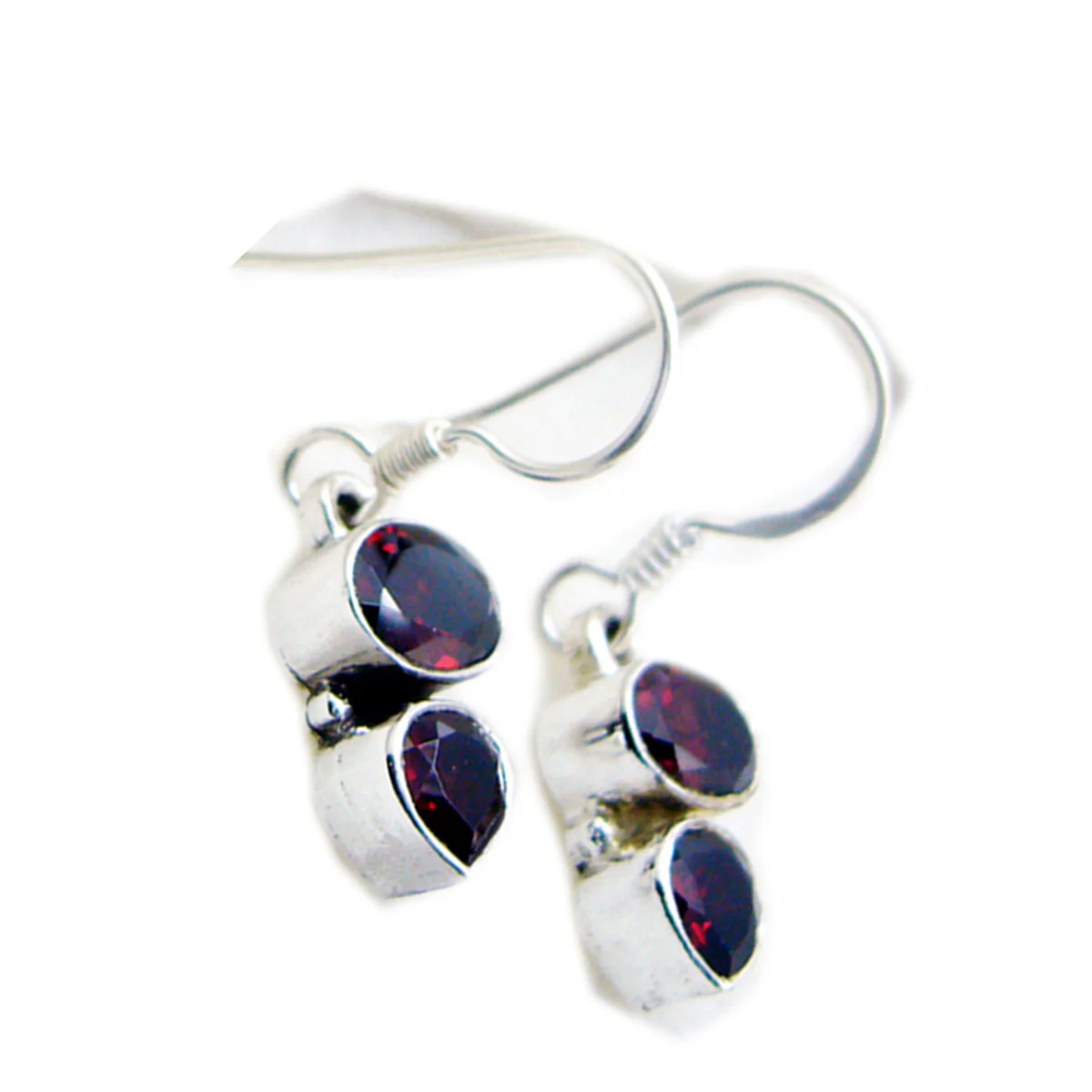 Garnet French Giulia multiple Dangle Red 925 Silver Earring