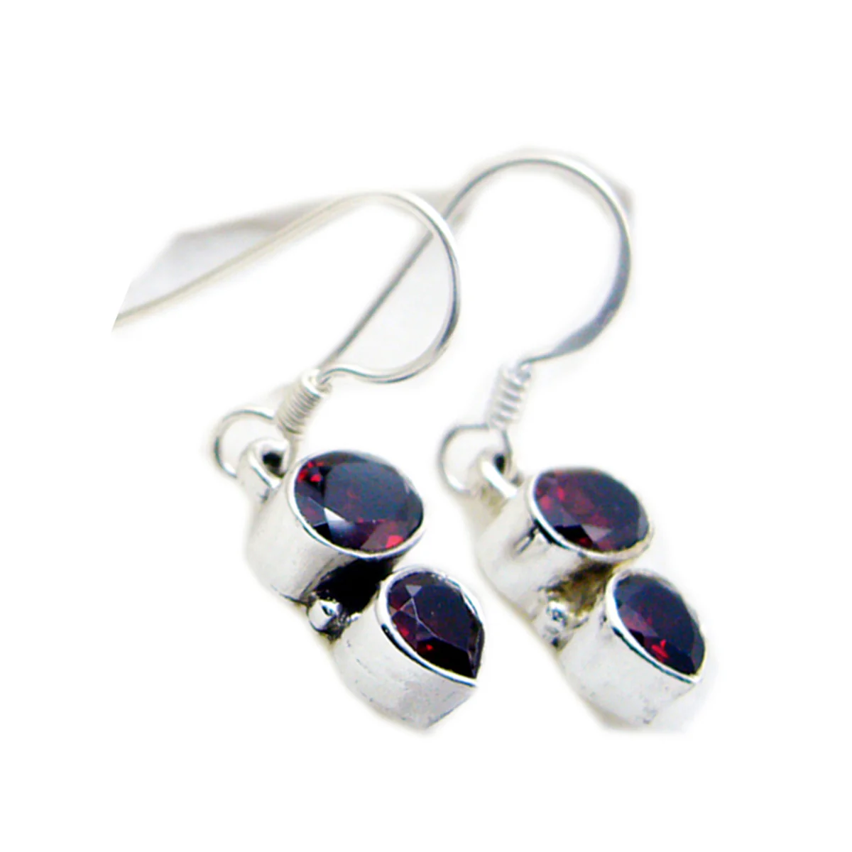 Garnet French Giulia multiple Dangle Red 925 Silver Earring - Image 3