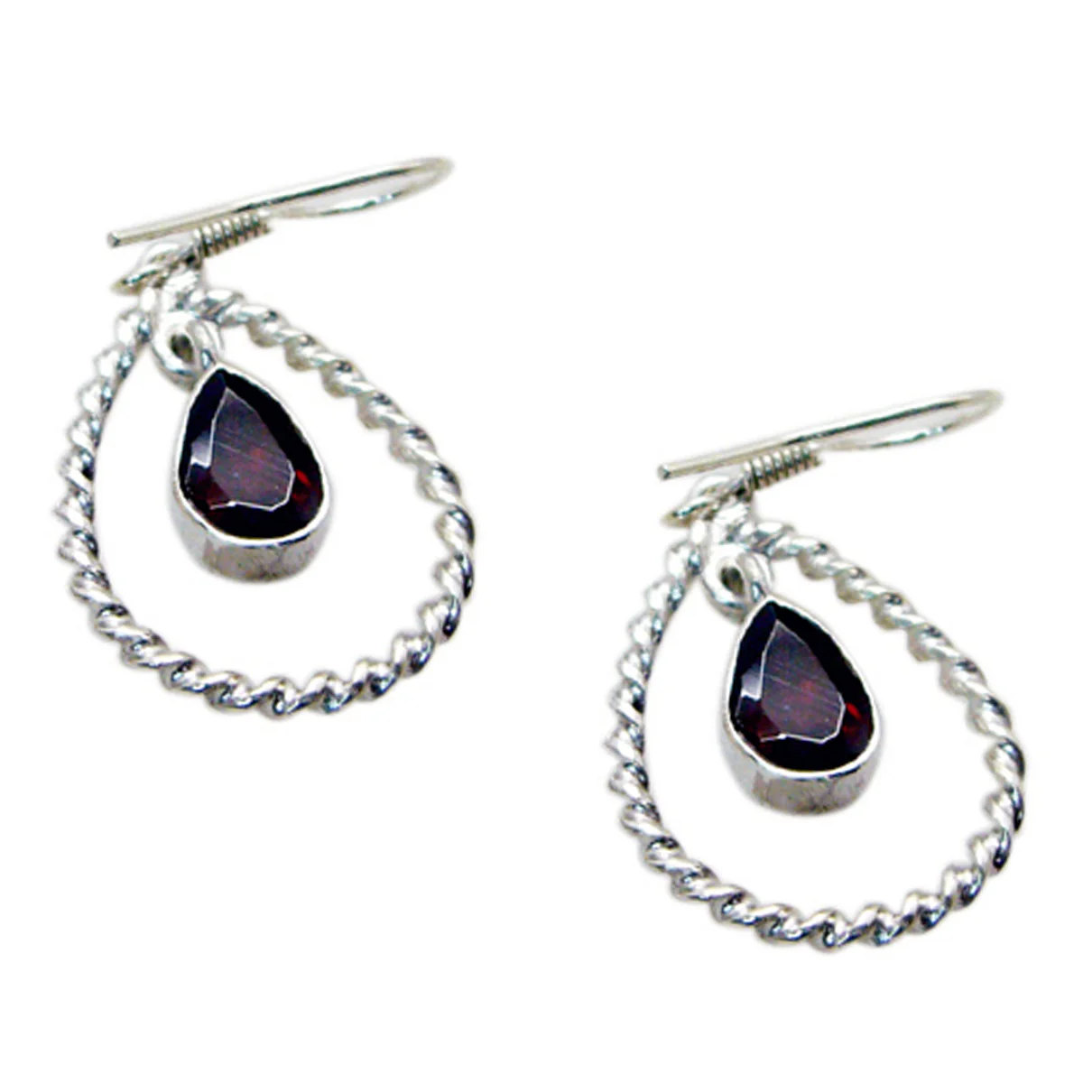 Garnet French Isabelle multiple Dangle Red 925 Sterling Silver Earring - Image 2