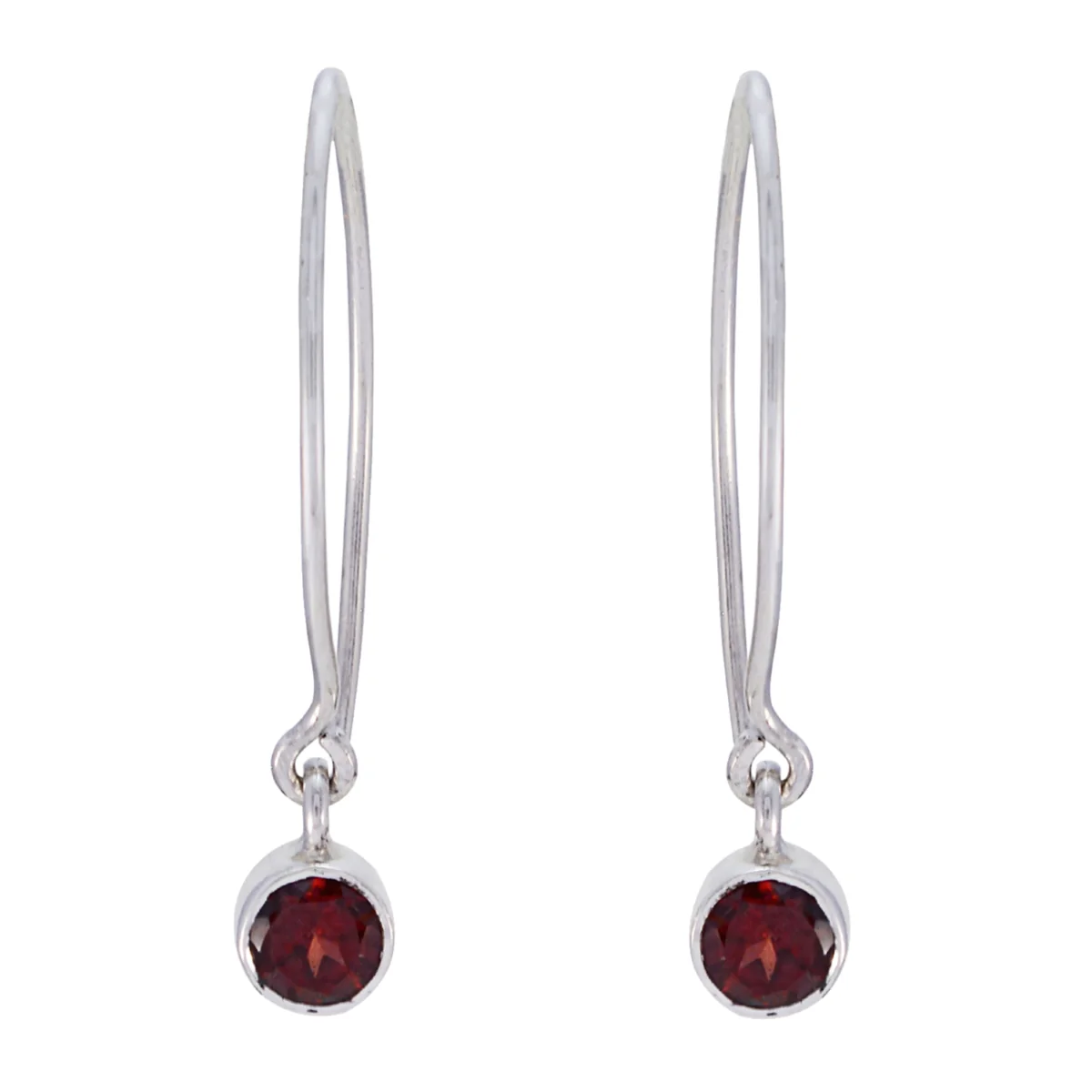 Garnet French Julia multiple Dangle Red Silver Earring