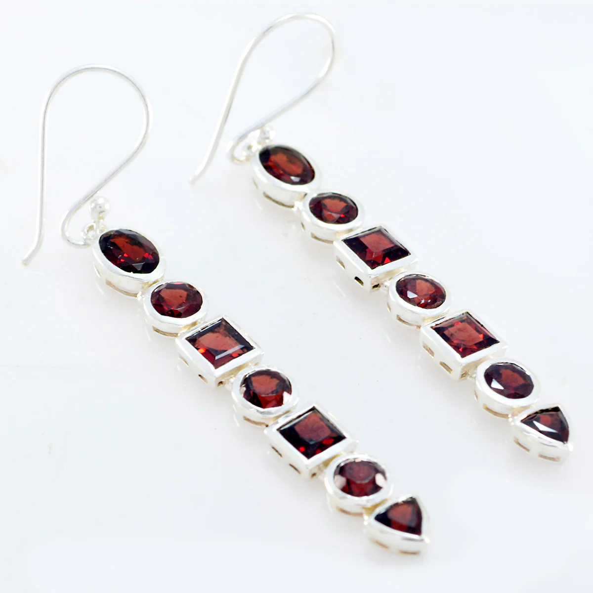 Garnet French Soo-jin multiple Dangle Red Sterling Silver Earring - Image 3