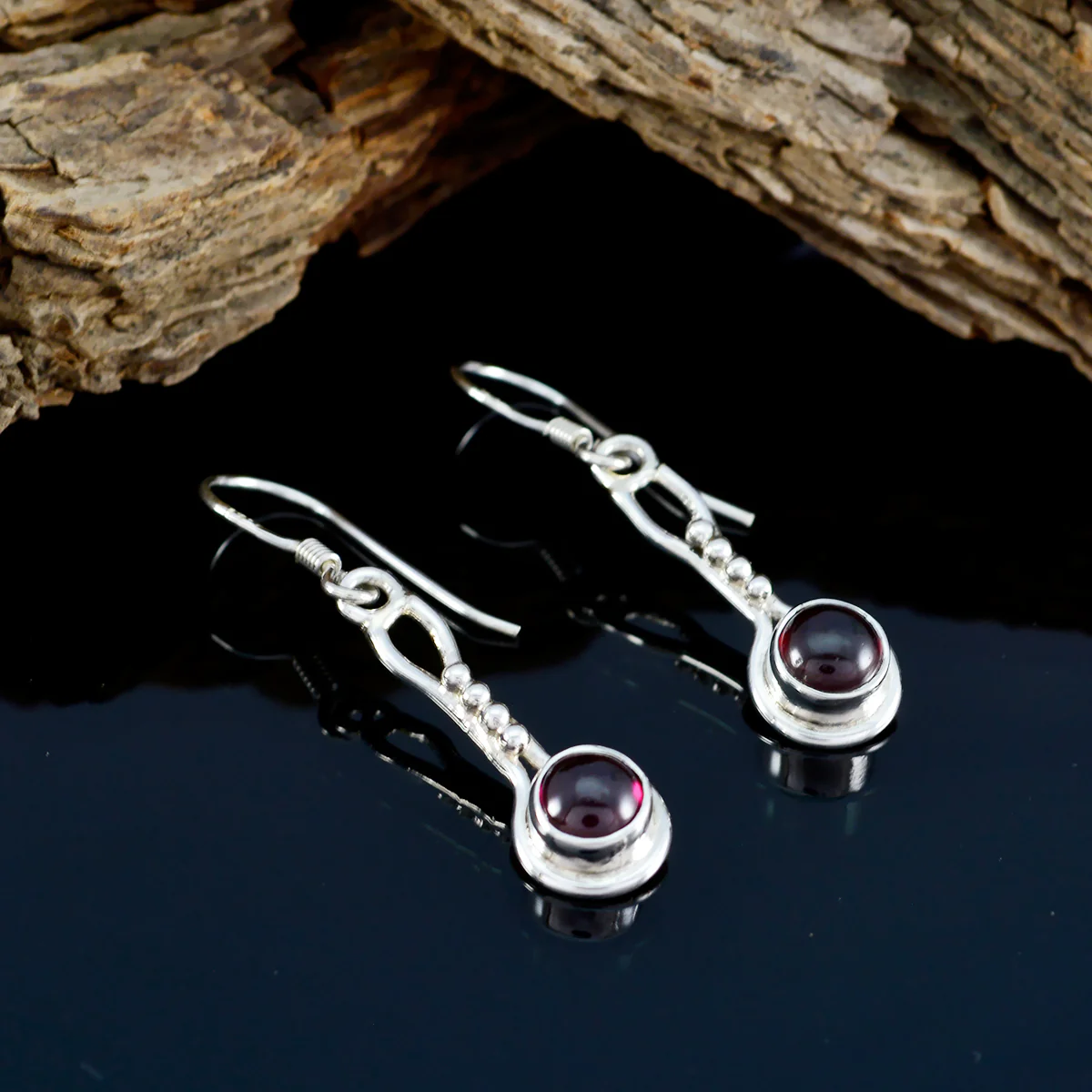 Garnet German Agnes multiple Dangle Red 925 Silver Earring - Image 3