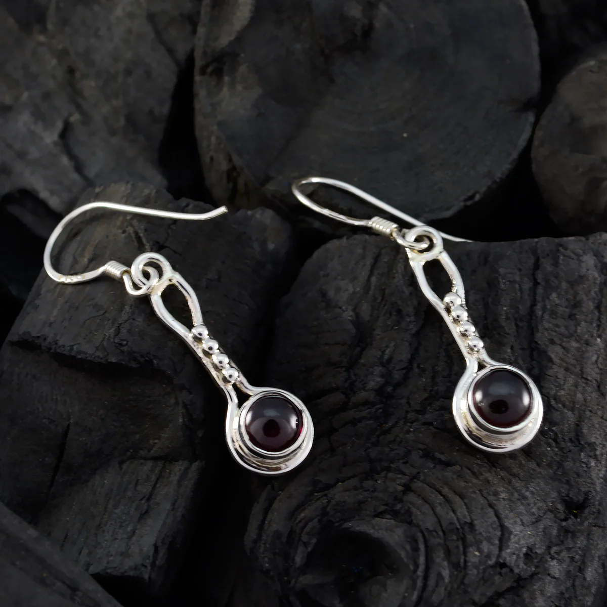 Garnet German Agnes multiple Dangle Red 925 Silver Earring - Image 4