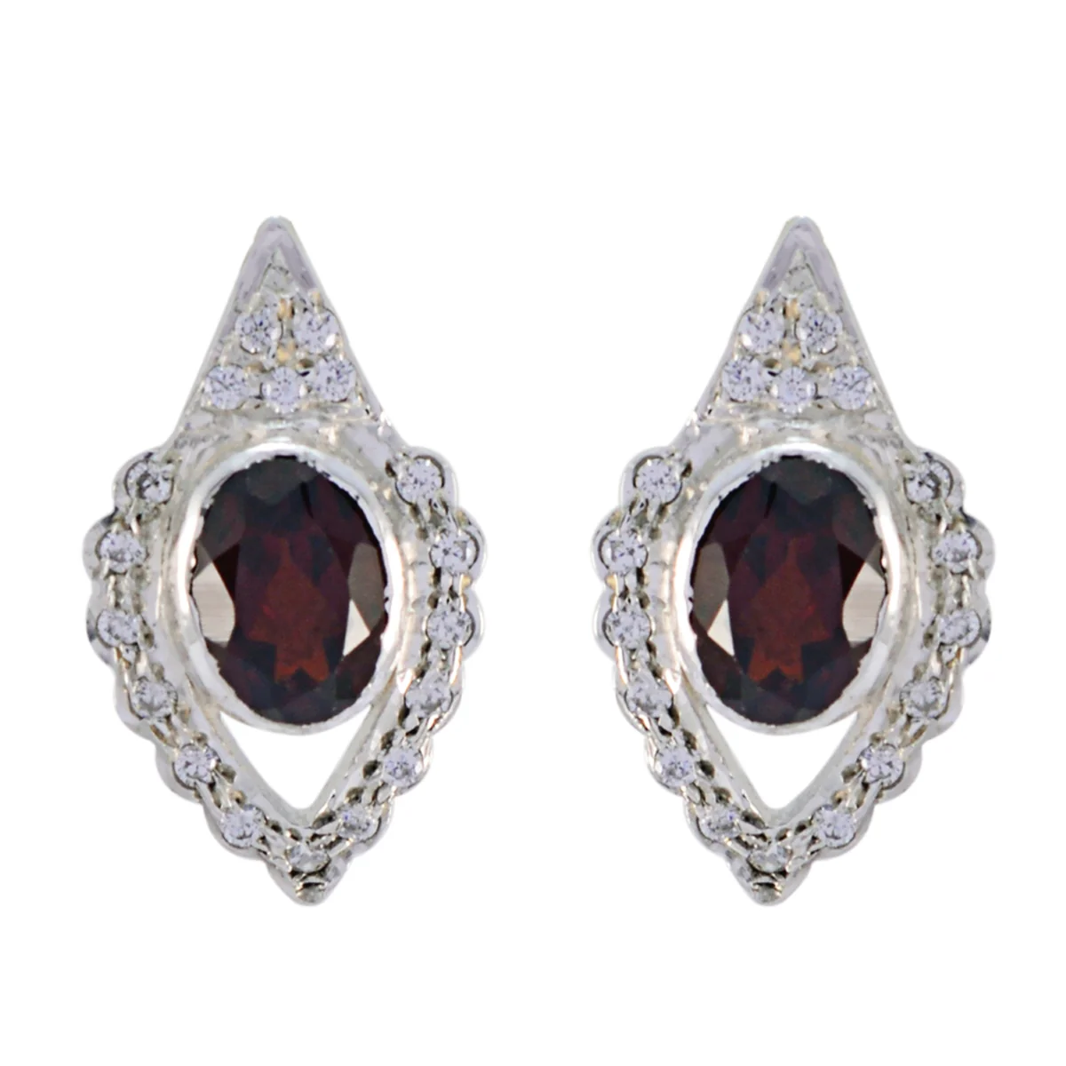 Garnet German Chloe multiple Stud Red Sterling Silver Earring
