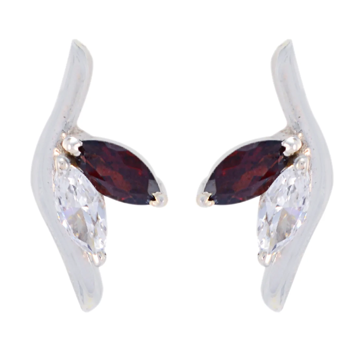 Garnet German Elena multiple Stud Red 925 Sterling Silver Earring