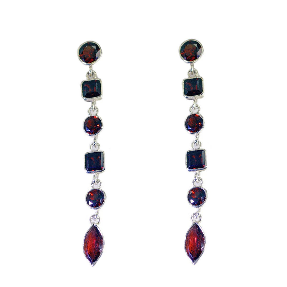 Garnet German Grace multiple Stud Red Silver Earring