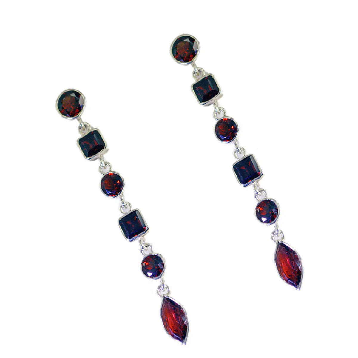 Garnet German Grace multiple Stud Red Silver Earring - Image 2