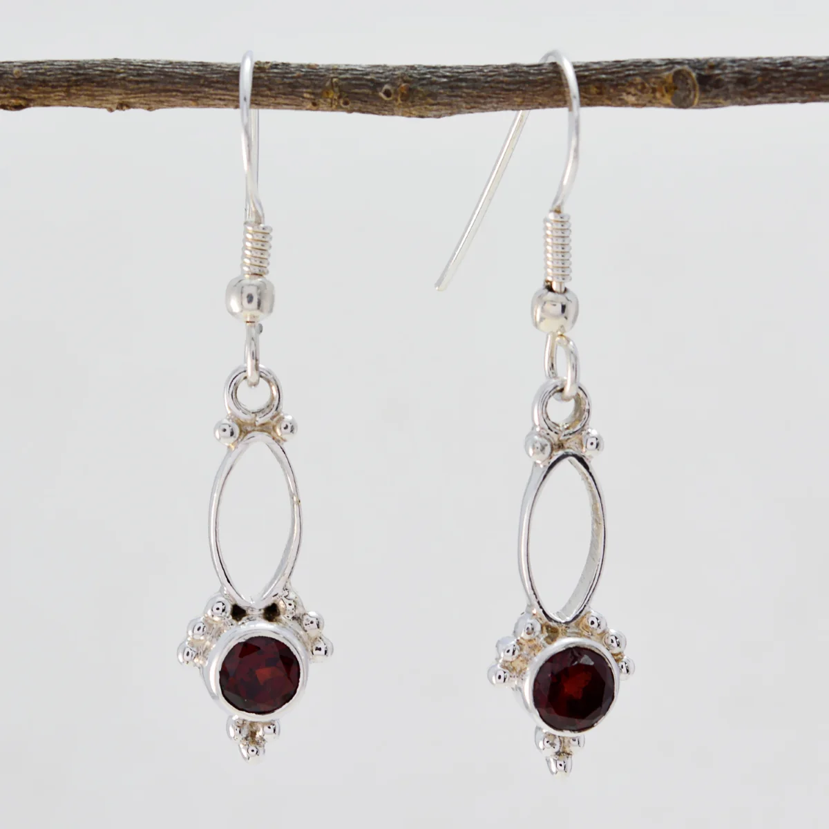 Garnet German Katarina multiple Dangle Red 925 Sterling Silver Earring - Image 2
