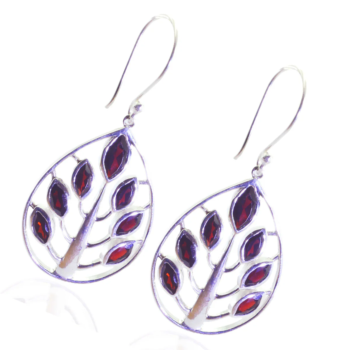 Garnet German Micaela multiple Dangle Red 92.5 Silver Earring - Image 2