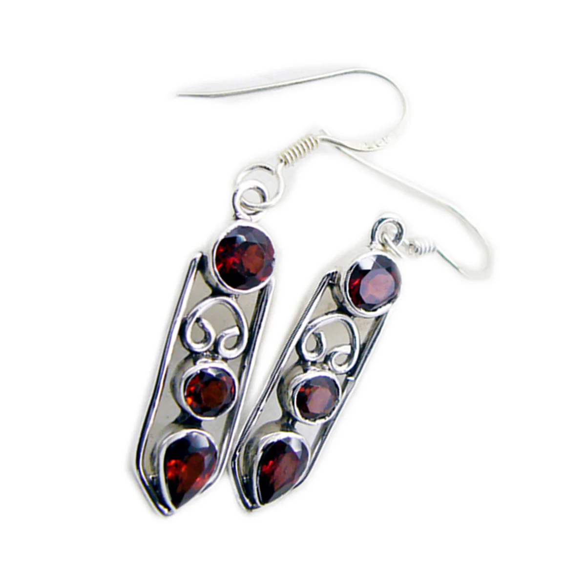 Garnet German Sofia multiple Dangle Red 92.5 Silver Earring - Image 2