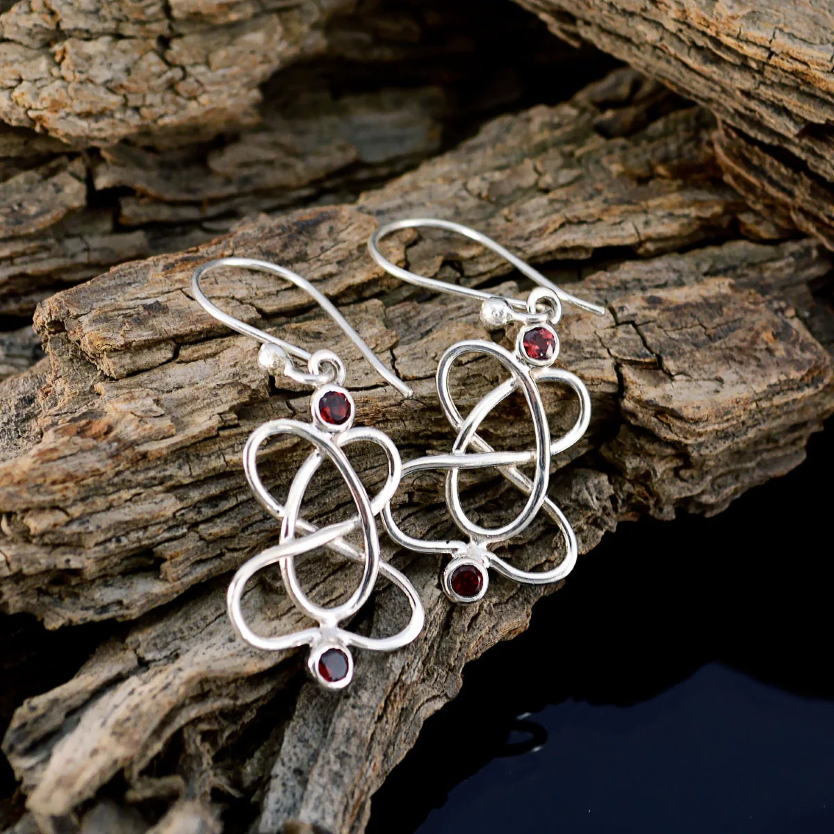 Garnet German Wen multiple Dangle Red Sterling Silver Earring - Image 3