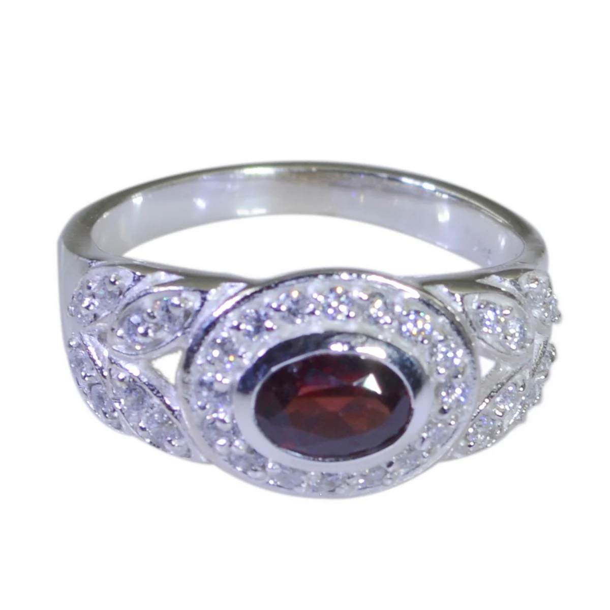 Garnet Halo African 925 Silver Red Gems Classic Contemporary Ring Jewelry - Image 2