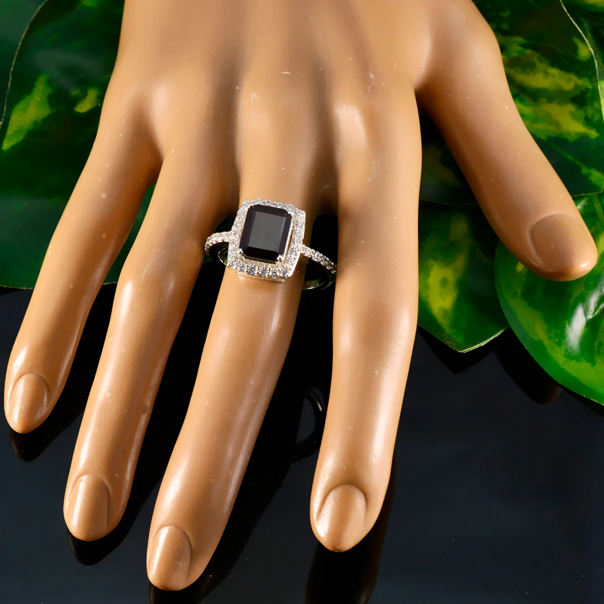 Garnet Halo African 925 Silver Red Gems Minimal Contemporary Ring Jewelry - Image 5