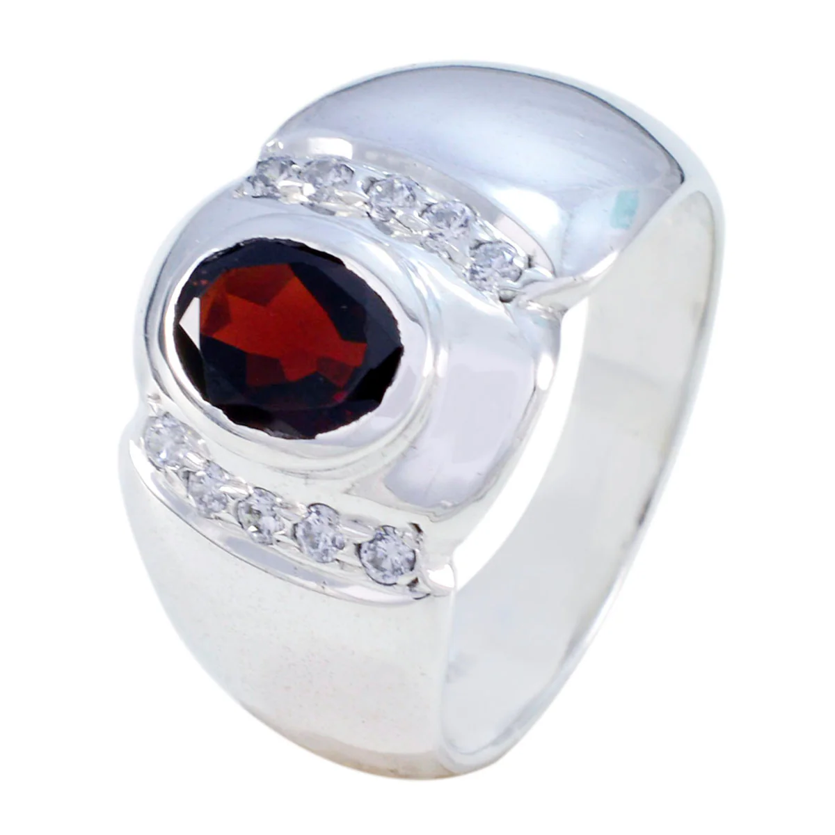 Garnet Halo African 925 Silver Red Gemstone Essential Contemporary Ring Jewelry - Image 2