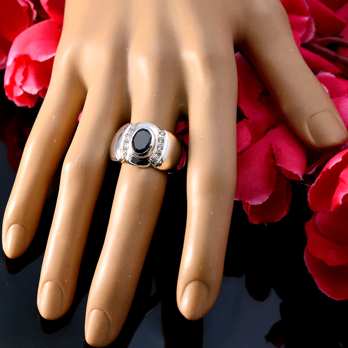 Garnet Halo African 925 Silver Red Gemstone Essential Contemporary Ring Jewelry - Image 5