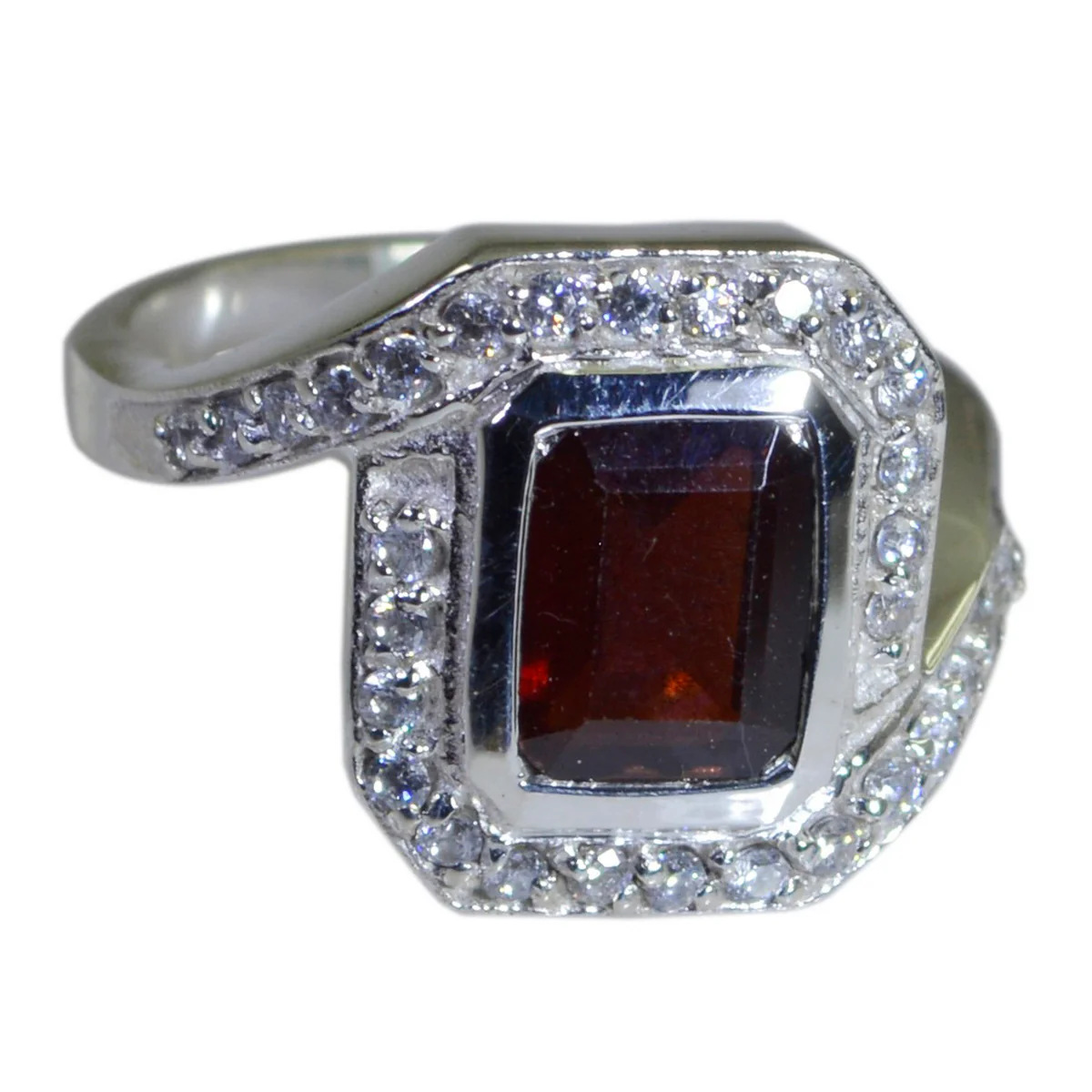 Garnet Halo African Sterling Silver Red Gems Eye-catching Contemporary Ring Jewelry - Image 2