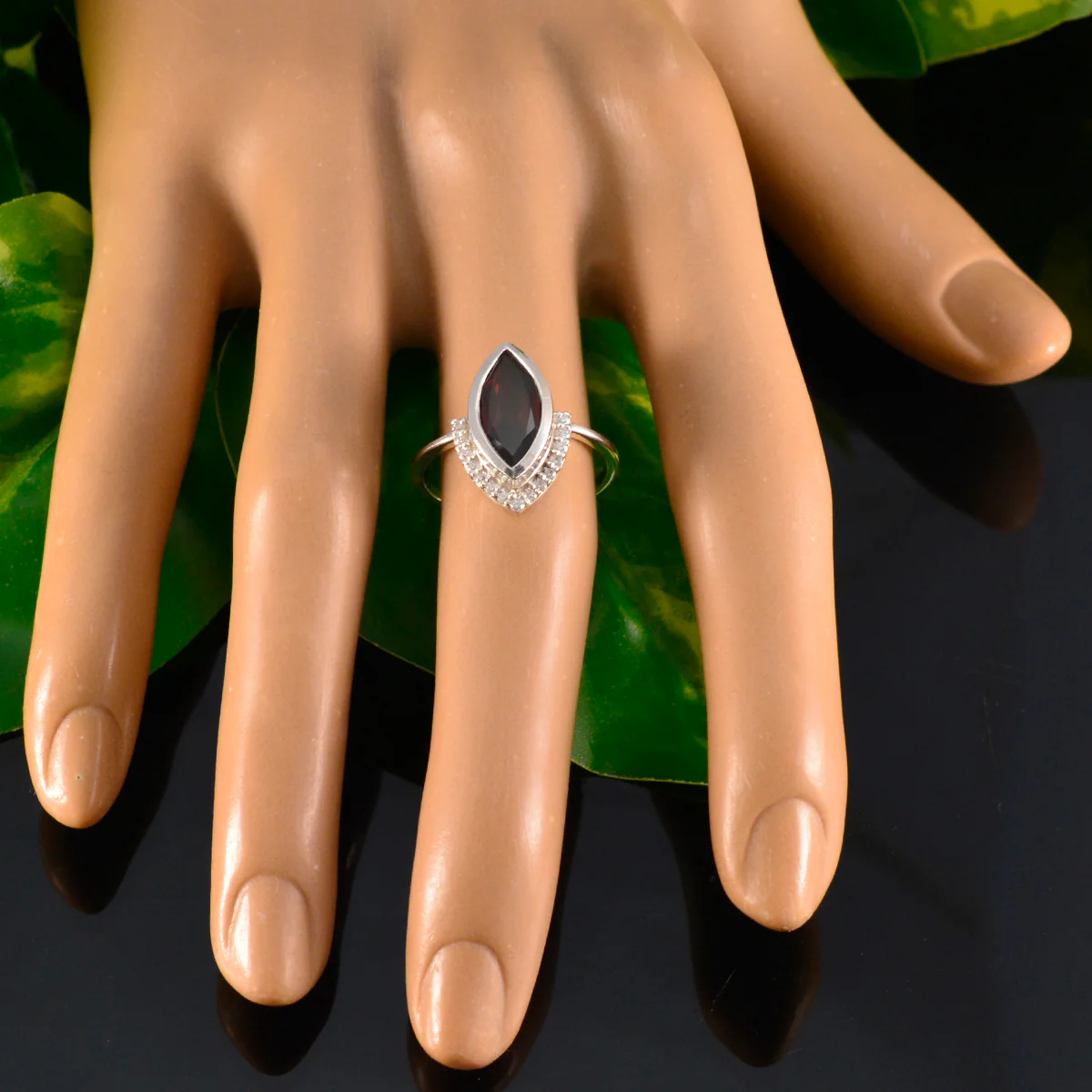 Garnet Halo American 925 Sterling Silver Red Gems Whisper-thin Luxurious Ring Jewellery - Image 5