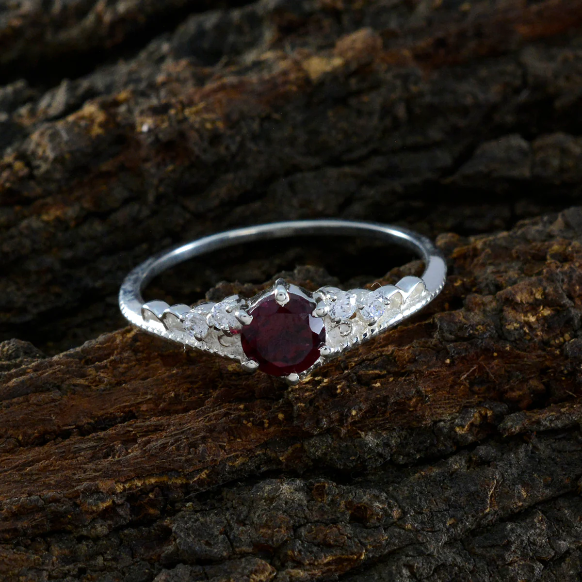 Garnet Halo American Silver Red Gemstone Elegant Fairytale Ring Jewellery - Image 3