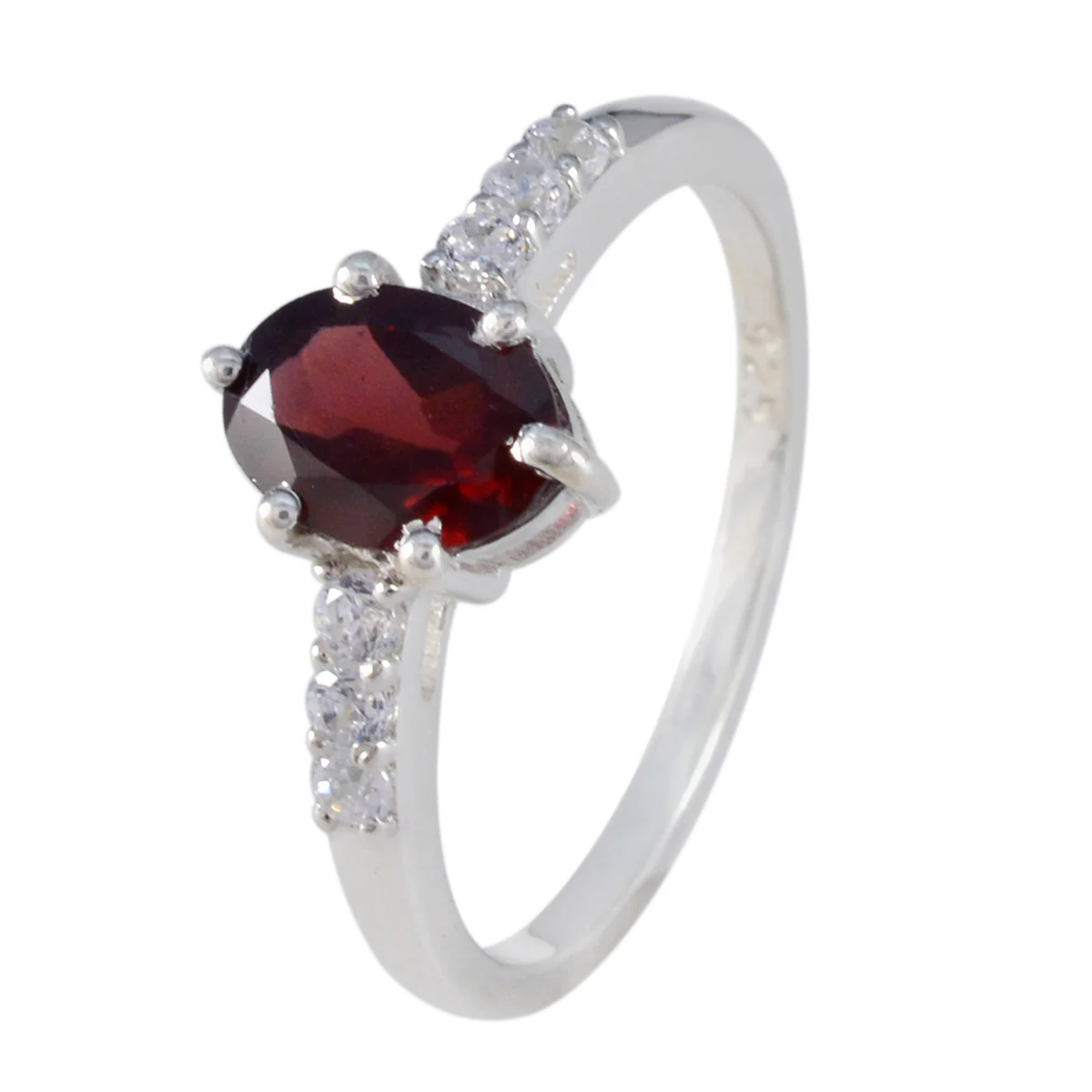 Garnet Halo American Sterling Silver Red Gemstone Dainty Luxurious Ring Jewelry - Image 2