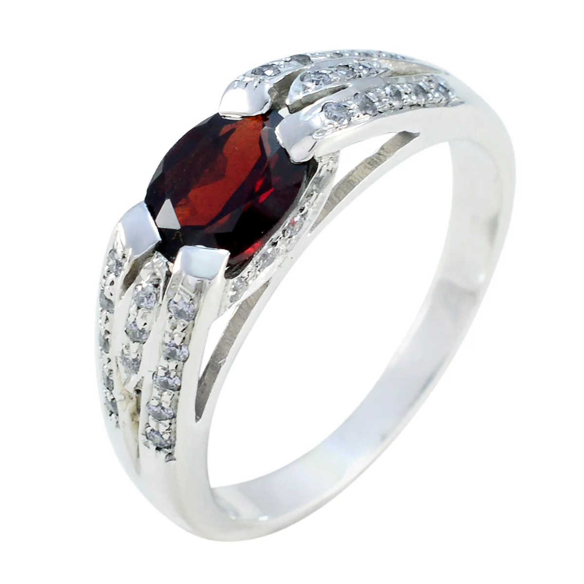 Garnet Halo Egyptian 925 Silver Red Gems Classic Artisan Ring Jewellery - Image 2
