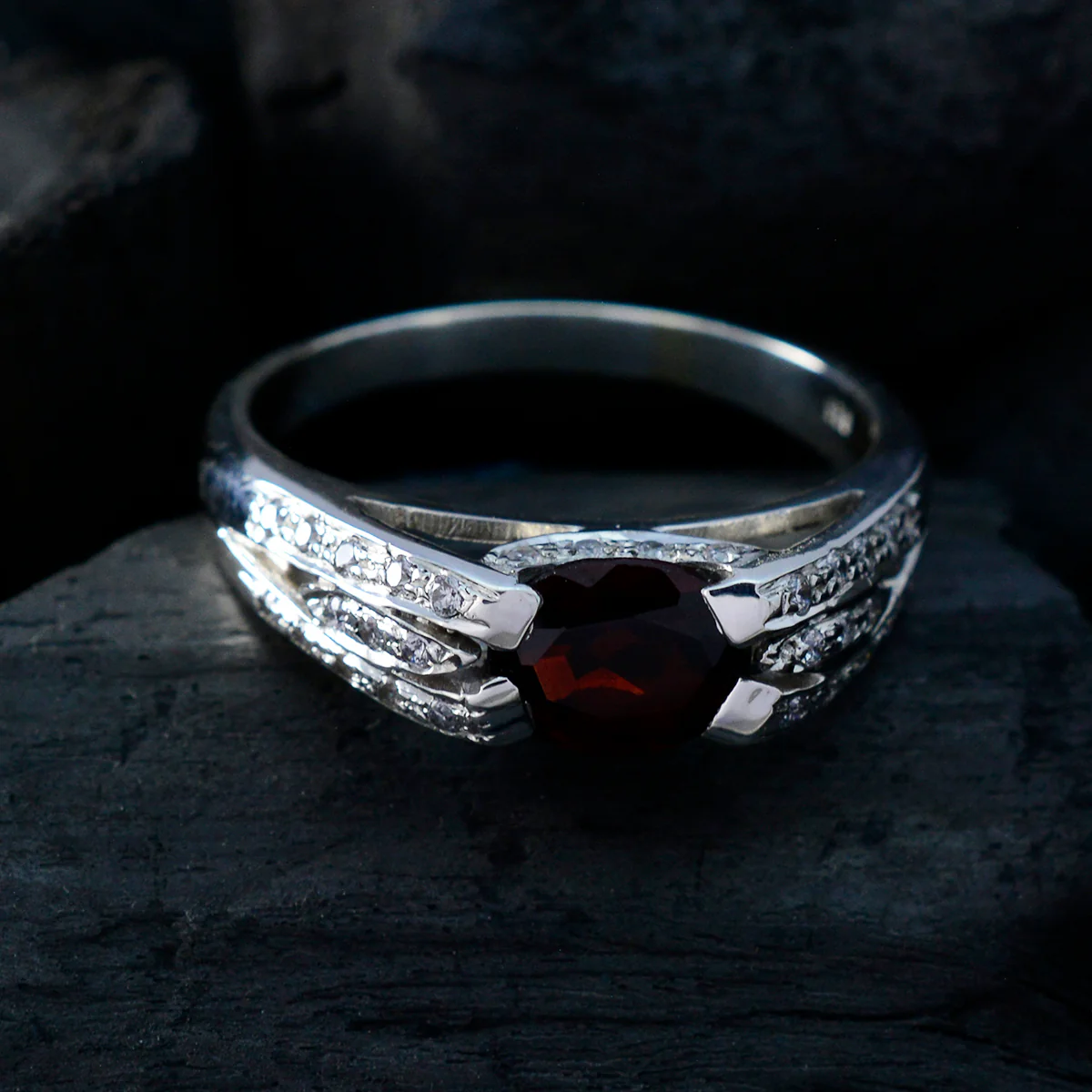 Garnet Halo Egyptian 925 Silver Red Gems Classic Artisan Ring Jewellery - Image 4