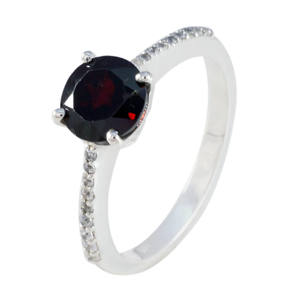 Garnet Halo German Sterling Silver Red Gemstones Featherlight Glamorous Ring Jewelry - Image 2