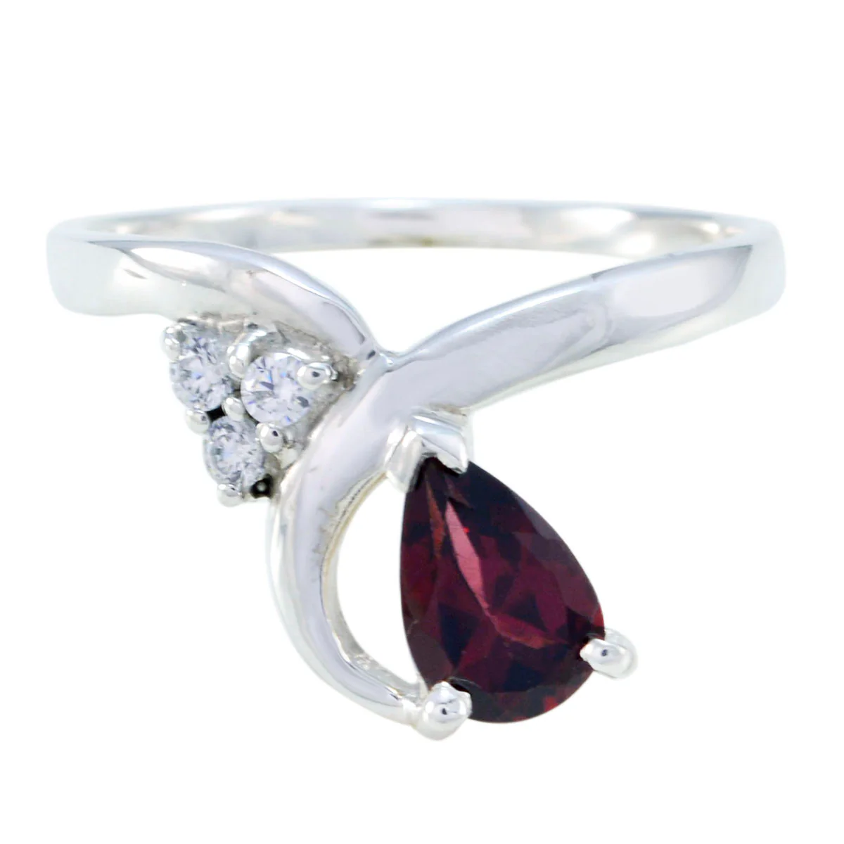 Garnet Halo Japanese 925 Sterling Silver Red Gemstone Whisper-thin Graceful Ring Jewellery