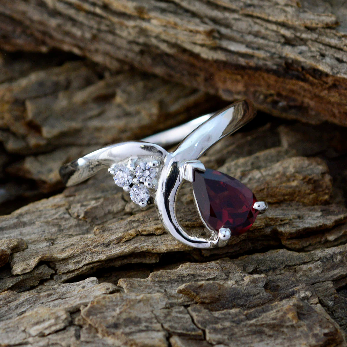Garnet Halo Japanese 925 Sterling Silver Red Gemstone Whisper-thin Graceful Ring Jewellery - Image 3