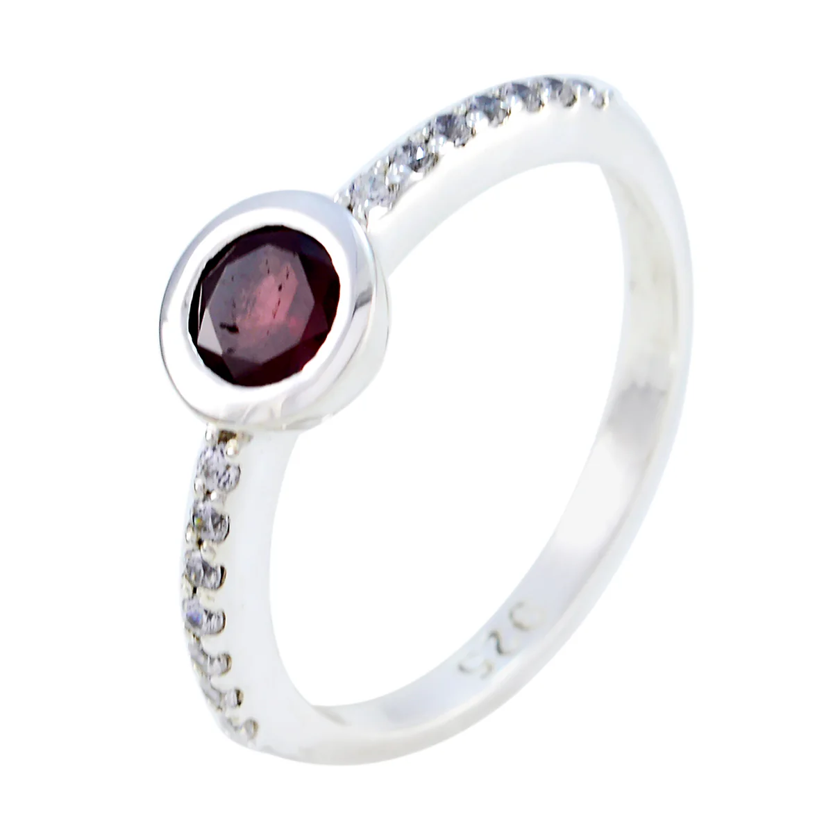 Garnet Halo Korean 925 Sterling Silver Red Gems Dainty Glamorous Ring Jewellery - Image 2