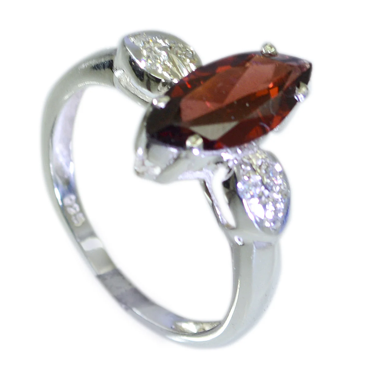 Garnet Halo Korean Silver Red Gems Dainty Fairytale Ring Jewellery - Image 2