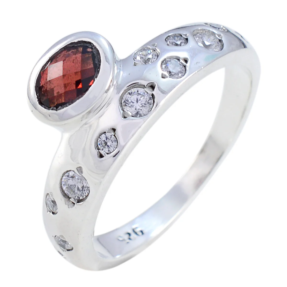 Garnet Halo Moroccan 925 Sterling Silver Red Gemstones Minimal Romantic Ring Jewelry - Image 2
