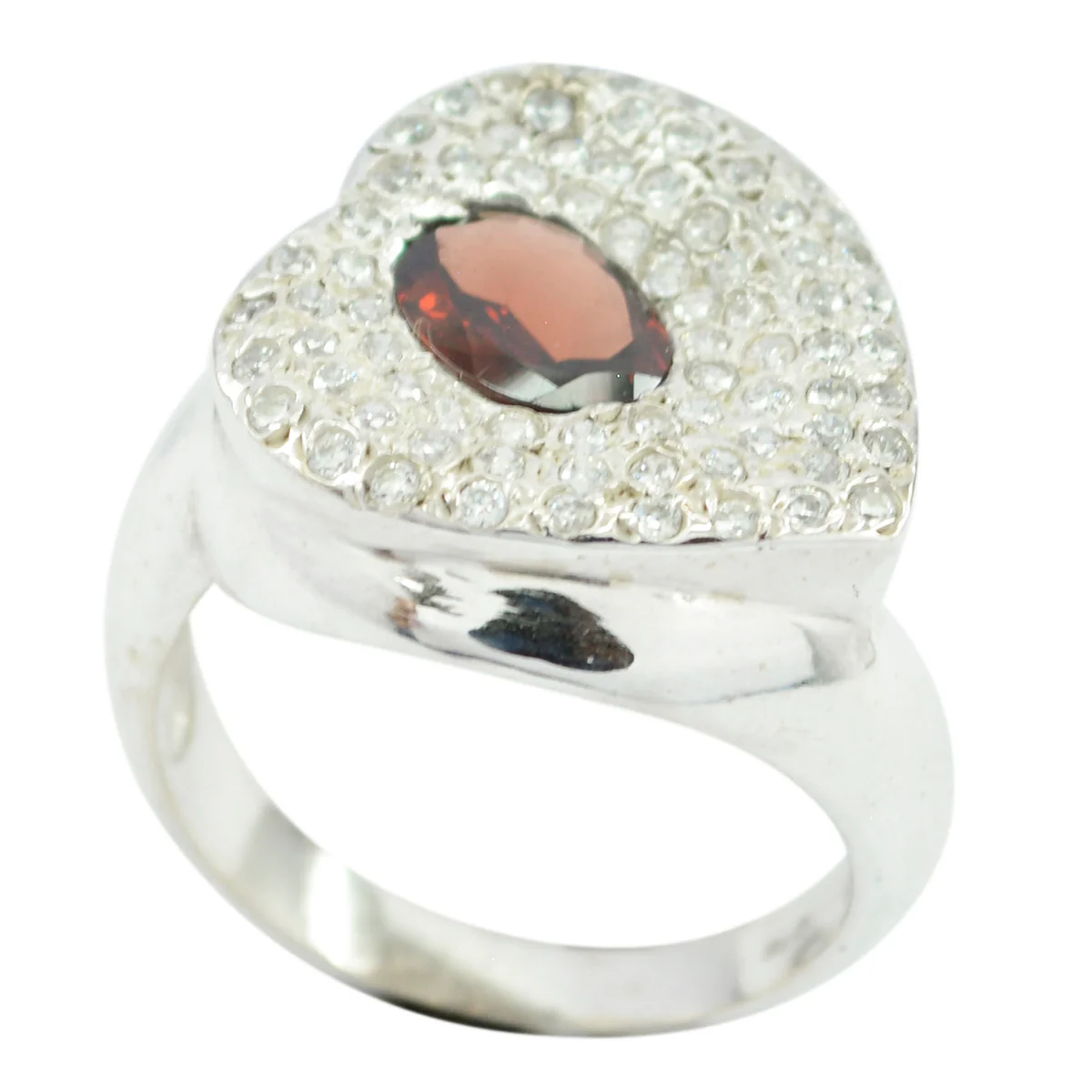 Garnet Halo Russian Sterling Silver Red Gemstones Eye-catching Modern Ring Jewellery