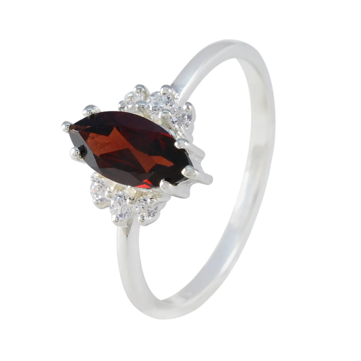 Garnet Halo Turkish 925 Silver Red Gems Delicate Trendy Ring Jewellery - Image 2
