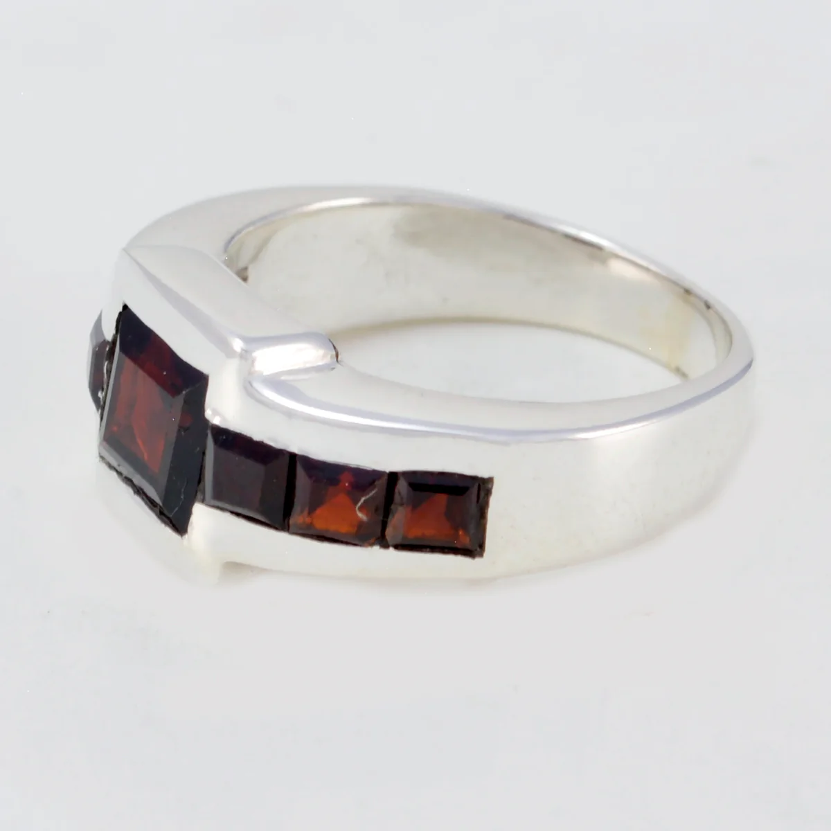 Garnet Hepta African Silver Red Gems Eye-catching Abstract Ring Jewellery - Image 3