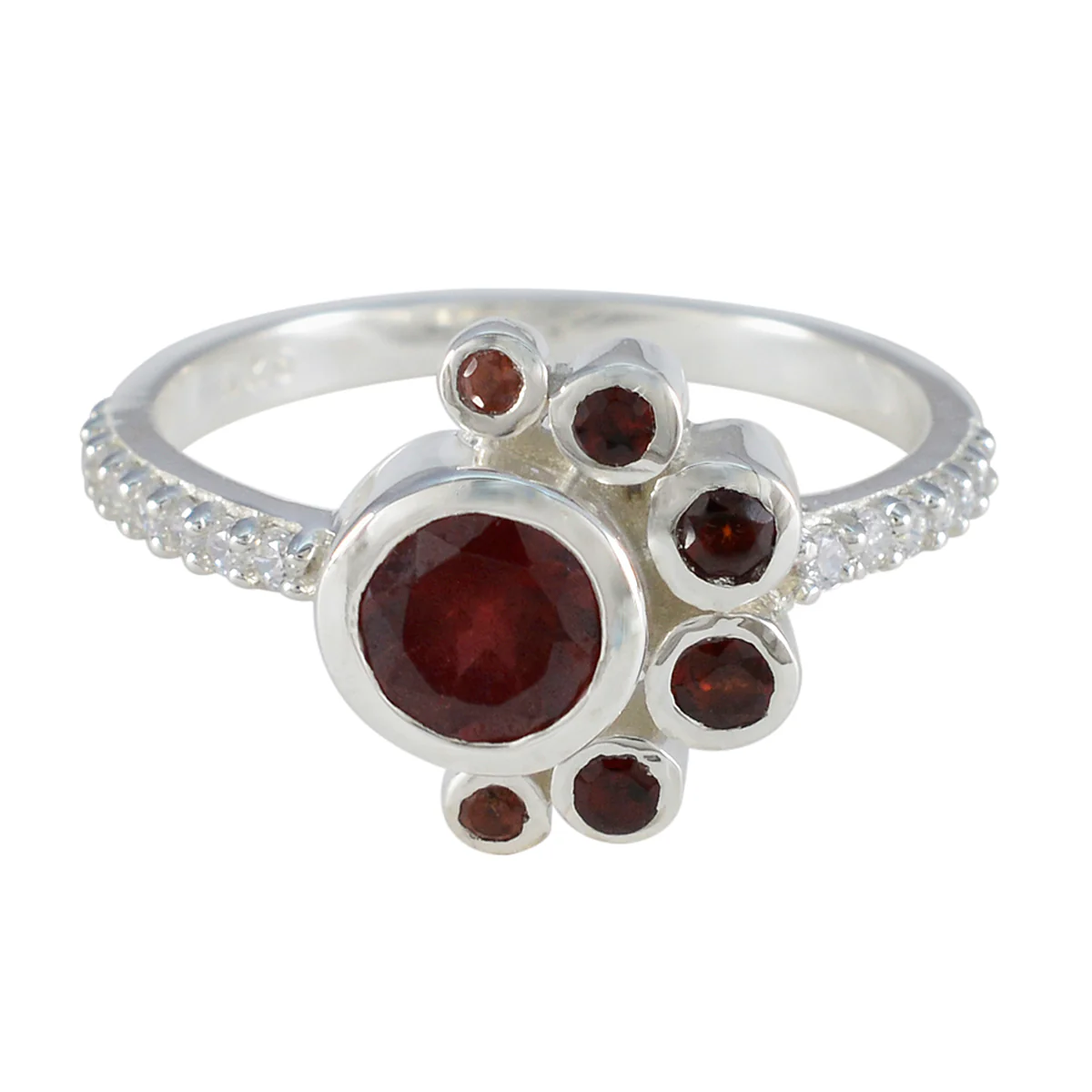 Garnet Hepta Korean 92.5 Silver Red Gemstones Whisper-thin Graceful Ring Jewellery