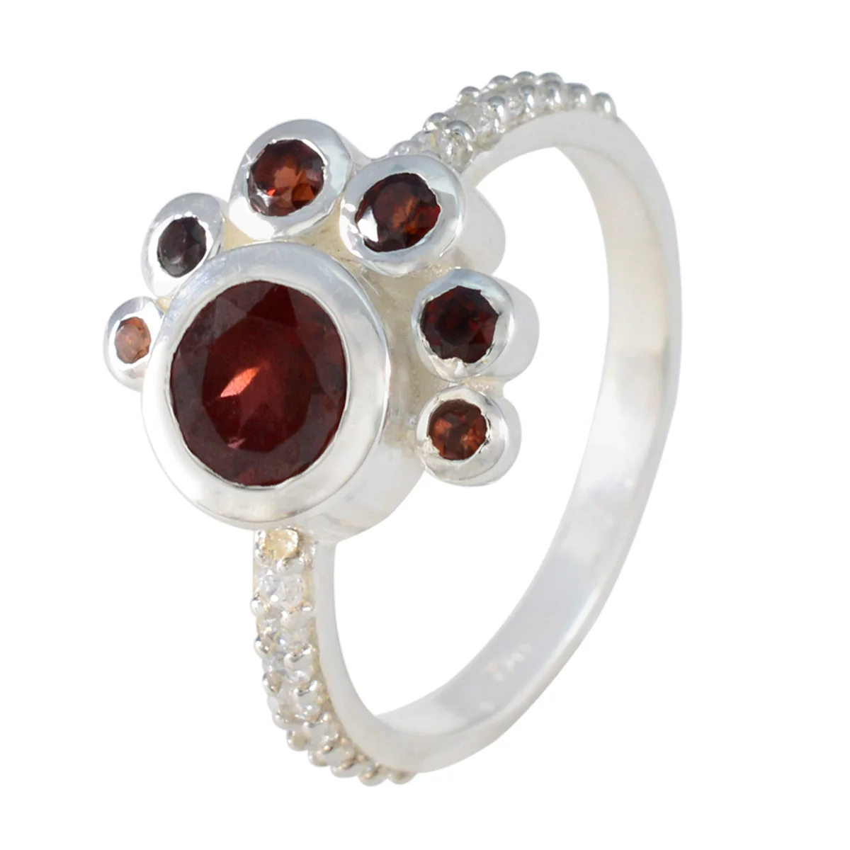 Garnet Hepta Korean 92.5 Silver Red Gemstones Whisper-thin Graceful Ring Jewellery - Image 2