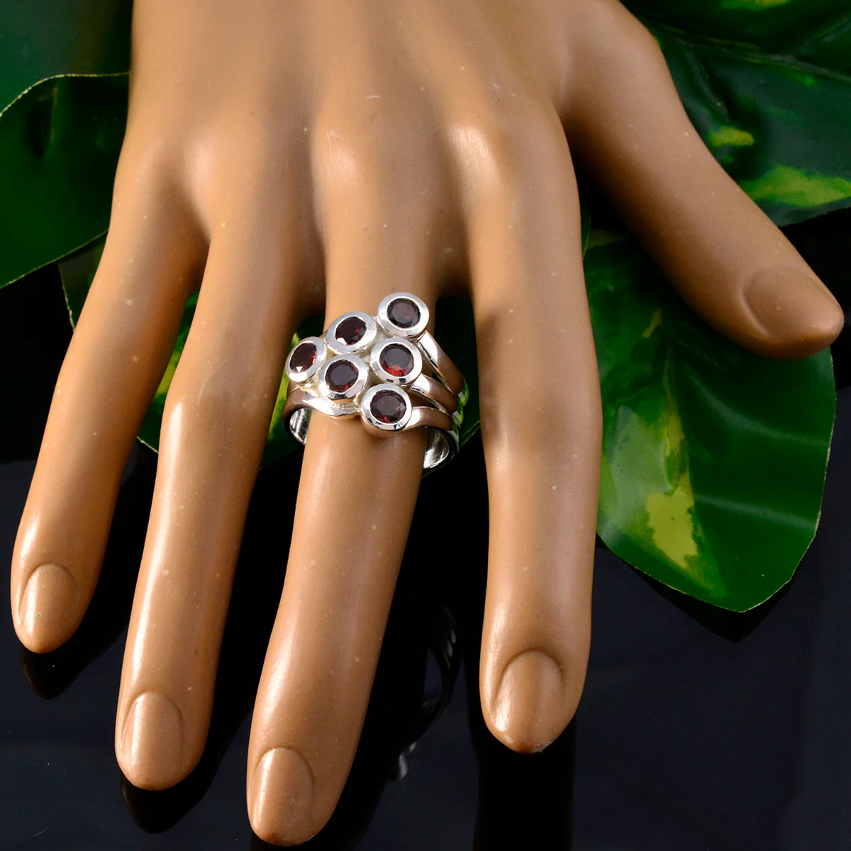 Garnet Hexa Italian 925 Sterling Silver Red Gemstone Statement Traditional Ring Jewellery - Image 5