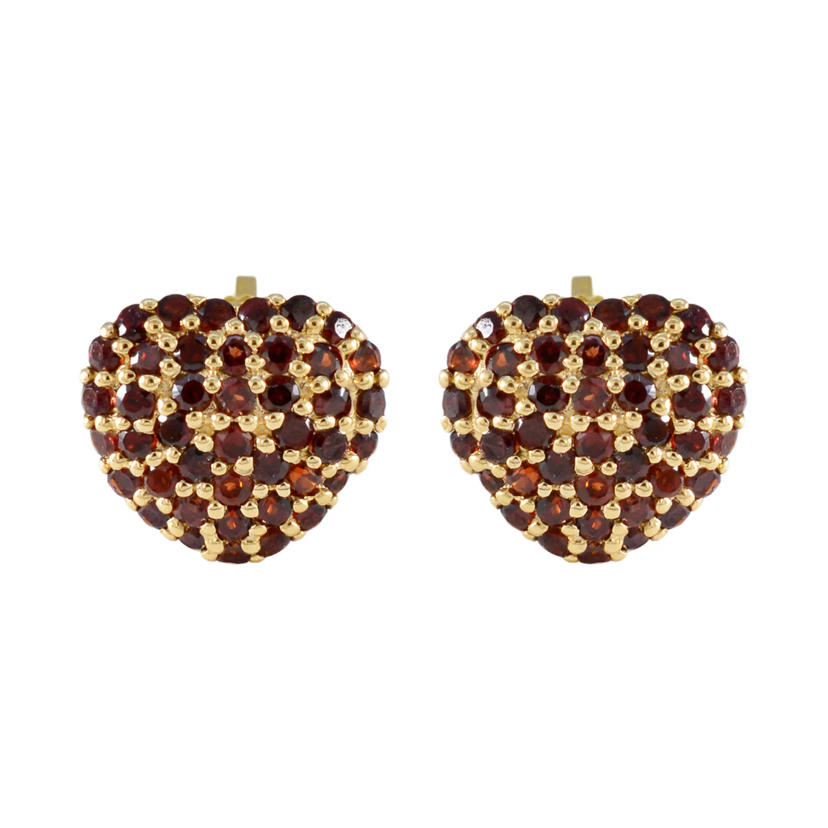 Garnet Indian Lakshmi multiple Stud Red Silver Earring