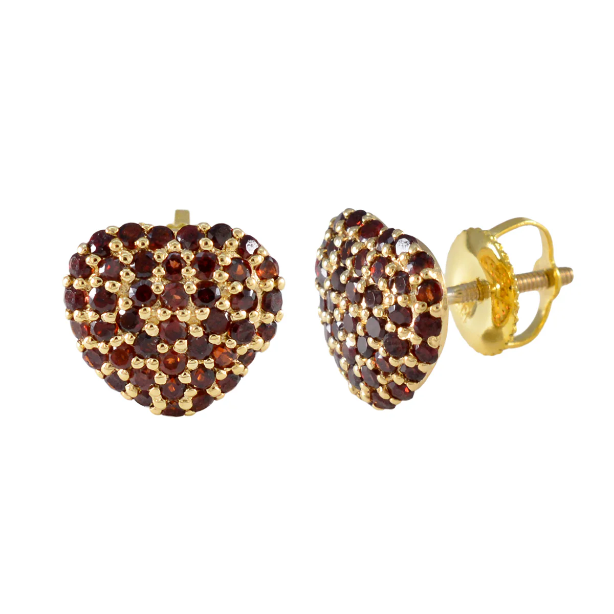 Garnet Indian Lakshmi multiple Stud Red Silver Earring - Image 2