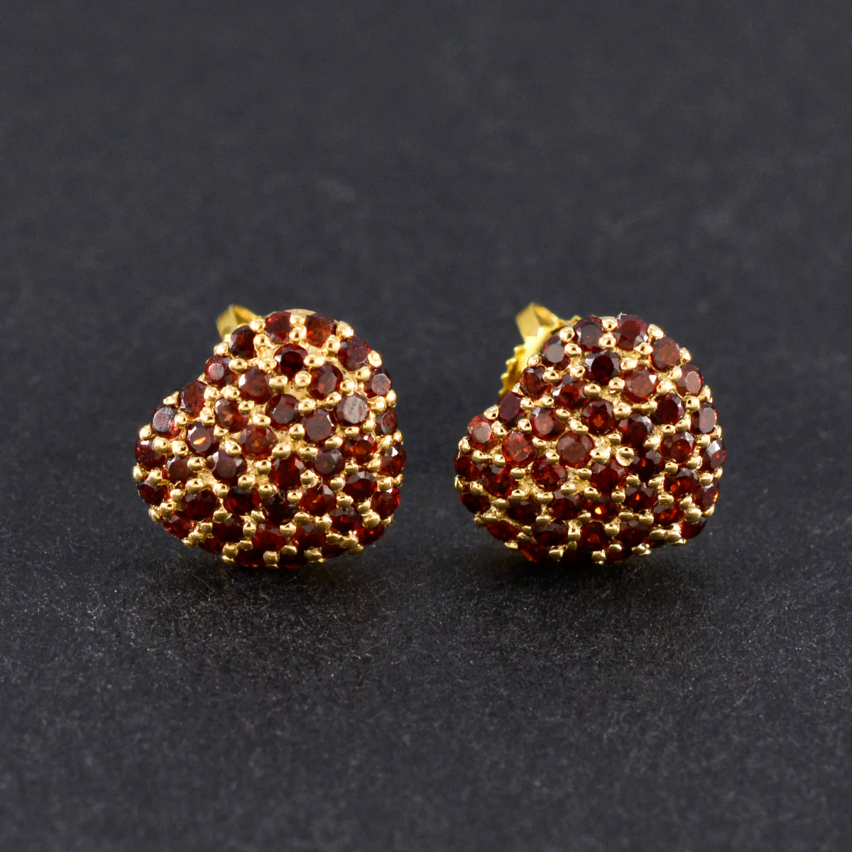 Garnet Indian Lakshmi multiple Stud Red Silver Earring - Image 4