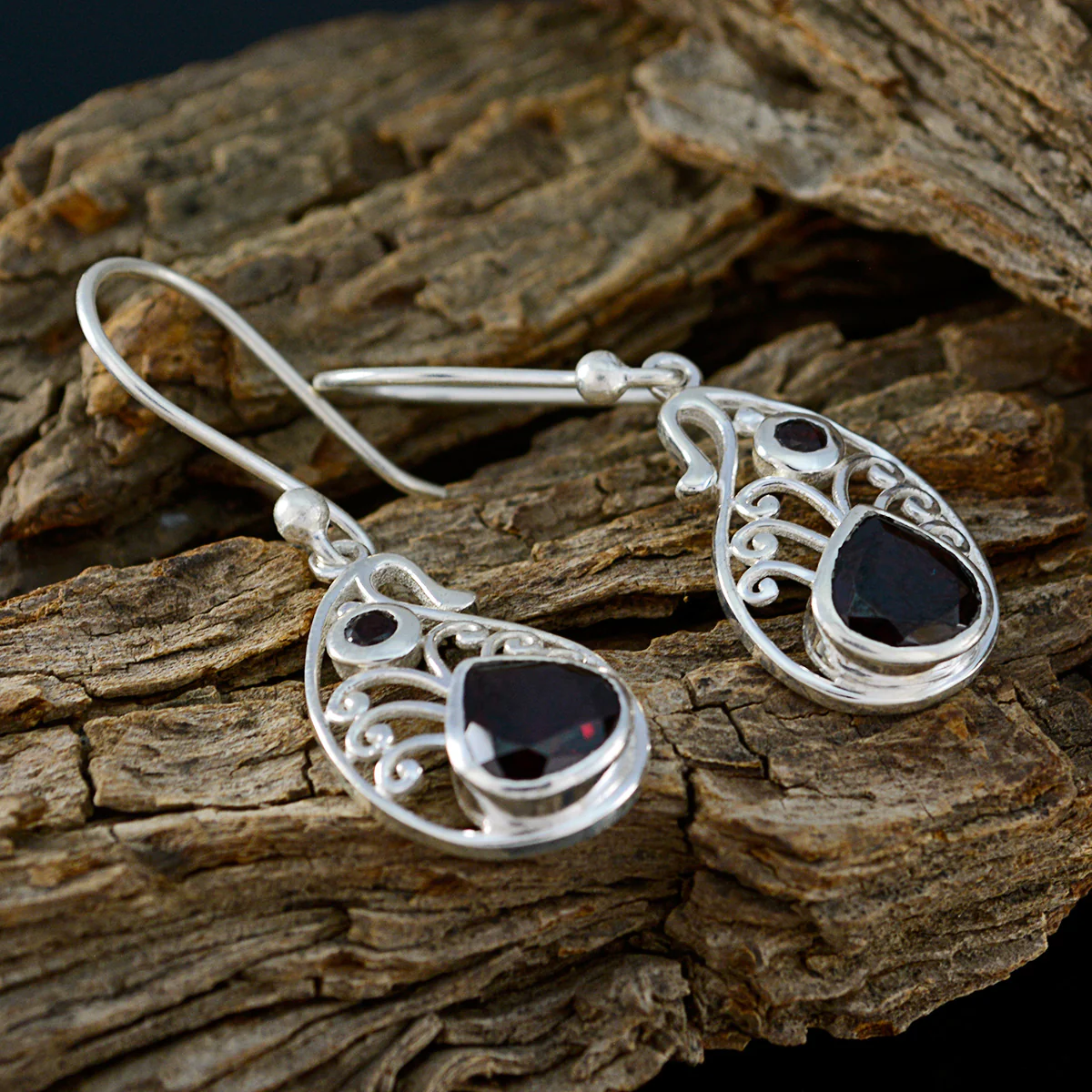 Garnet Italian Chloe multiple Dangle Red Sterling Silver Earring - Image 3