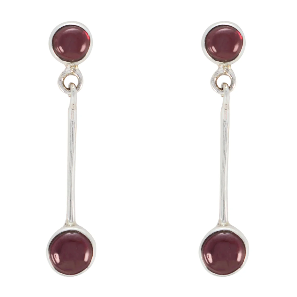 Garnet Japanese Rosa multiple Stud Red Silver Earring