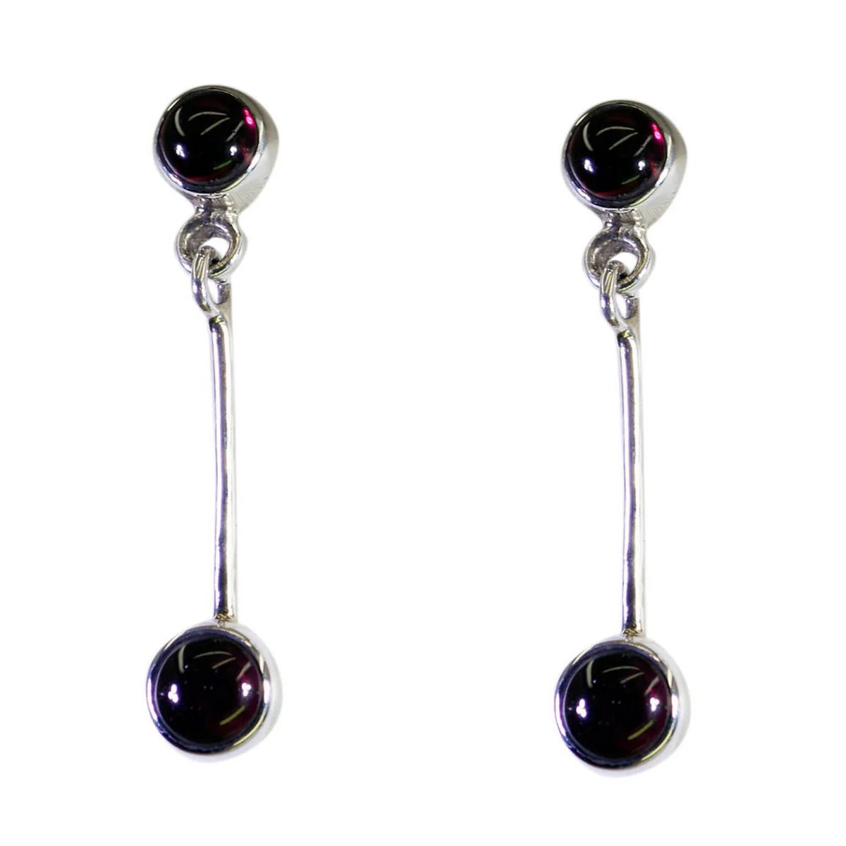 Garnet Japanese Rosa multiple Stud Red Silver Earring - Image 2