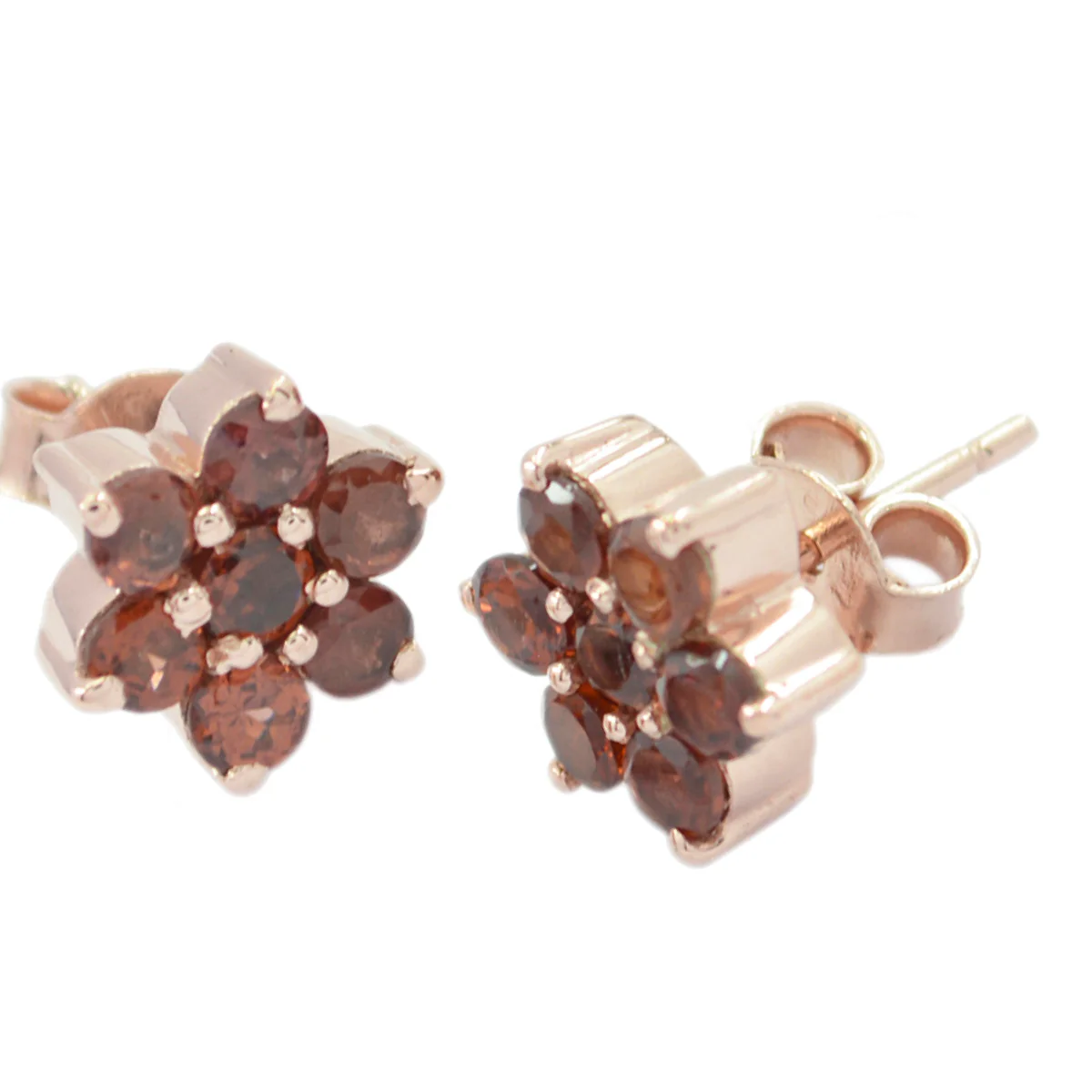 Garnet Japanese Teresa multiple Stud Red 92.5 Silver Earring - Image 3